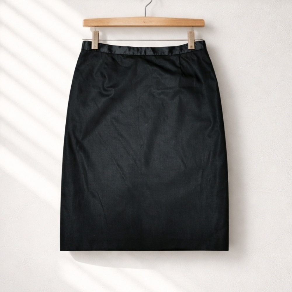 Antonio Melani Classic W Bow Pencil Skirt Black Silk Accents Women's 12